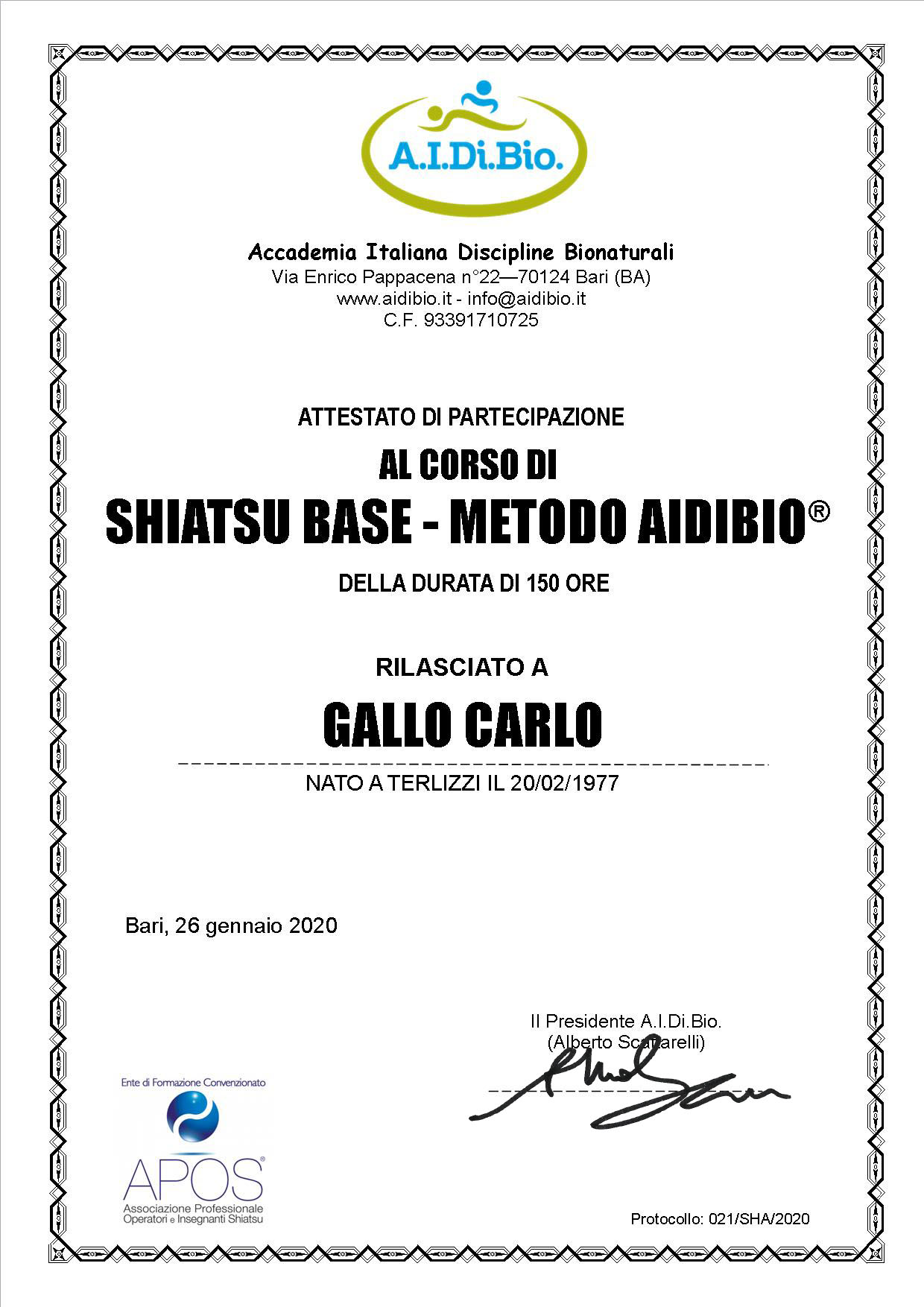021 SHA 2020 Gallo