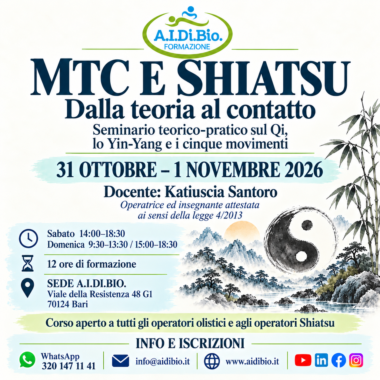 MTC e Shiatsu: dalla teoria al contatto - Seminario teorico-pratico sul Qi, lo Yin-Yang e i cinque movimenti